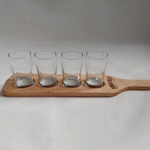 ANNAPOLIS Cider Company Flight Glasses and Paddle Four Glasses Weighted Base